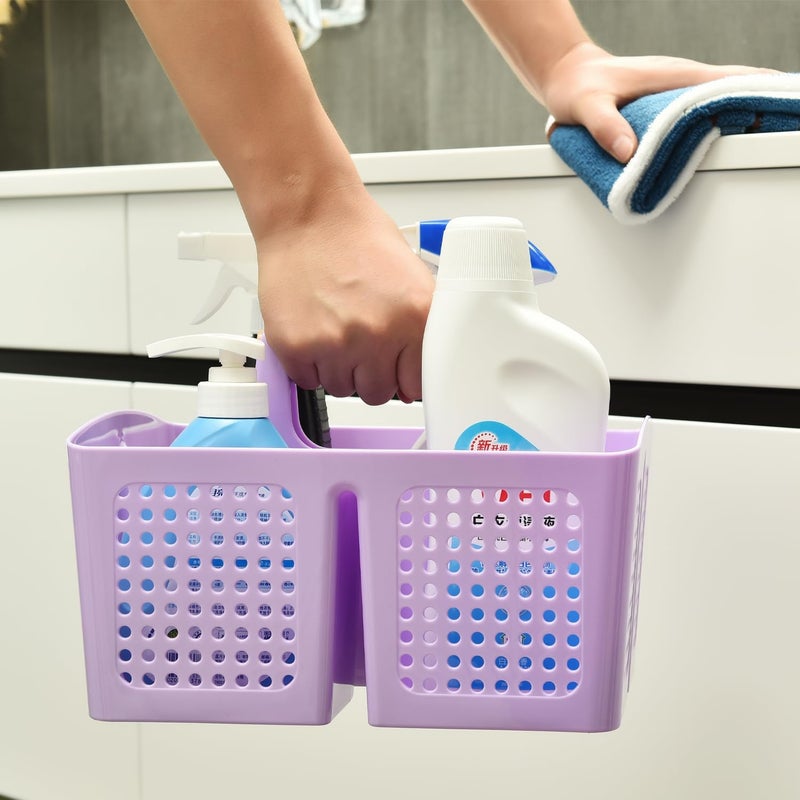 PAKCHOICE Portable Shower Caddy Basket with Compartments, Plastic Divided Cleaning Caddy Organizer Storage Tote with Handle for Bathroom, College, Dorm Room Essentials, Purple - Image 4